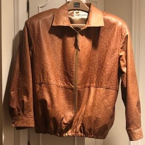Vintage Lakeland Ostrich Embossed Leather Jacket